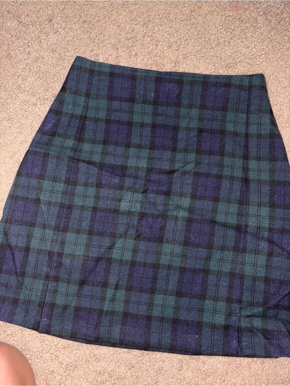 Brandy Melville Green and Navy Plaid Mini Skirt